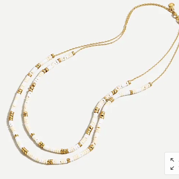 J. Crew Layered Beaded Chevron Necklace White